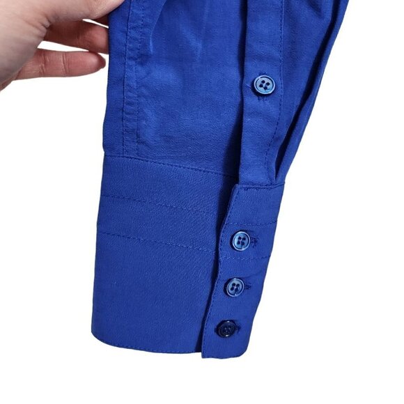 Soft Surroundings Loretta Blouse Small‎ Blue Long Sleeve Tunic Top Zip Front - Picture 4 of 11